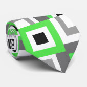 ライムグレー白黒色ブロックパターン ネクタイ (ロール)