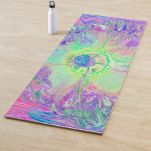 ライムサイケデリックグトリップ（幻覚体験）のようなグリーンとパープルハイビスカス