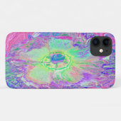 ライムサイケデリックグトリップ（幻覚体験）のようなグリーンとパープルハイビスカス Case-Mate iPhoneケース (裏面(横))