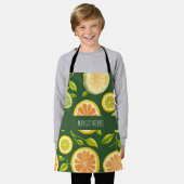 ライムシトラスグリーン水の色のパターン エプロン (着用した状態)