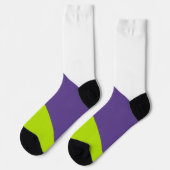ライムシンプルグリーンと紫の波 ソックス (左)