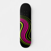 ライムシンプルグリーン、ホットピンクとブラックで渦巻き旋回 スケートボード (正面)