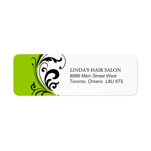 ライムスタイリッシュグリーン差出人住所ラベル ラベル (正面)