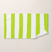 ライムストライプグリーンとホワイトの不均等な バスタオルセット (ハンドタオル)