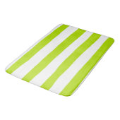ライムストライプグリーンとホワイトの不均等な バスマット (アングル)