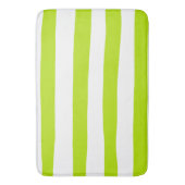 ライムストライプグリーンとホワイトの不均等な バスマット (正面縦)
