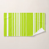 ライムストライプグリーンとホワイトの複合 バスタオルセット (ハンドタオル)