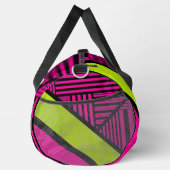 ライムストライプグリーン、ホットピンク、ブラックの三角形 ダッフルバッグ (右)