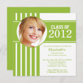 ライムストライプフォト卒業パーティー 招待状 (正面/裏面)