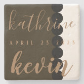 ライムストーン結婚ズ・デイト記念コースター ストーンコースター (正面)