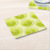 ライムスライス(淡い黄色) スクエアペーパーコースター (アングル)