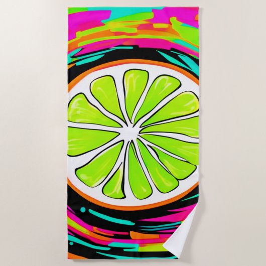 ライムスライポップ・アートのスアート ビーチタオル (正面)