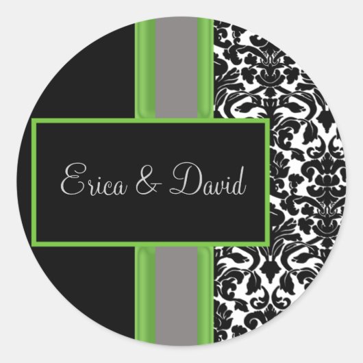 ライムダマスクウェディングモノグラムシール ラウンドシール (正面)