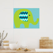 ライムティール(緑がかった色)象子供部屋ポスター ポスター (キッチン)