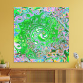 ライムトリップ（幻覚体験）のようなグリーンとピンクの抽象芸術レトロスワール キャンバスプリント (インサイチュ (リビング))