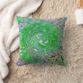 ライムトリップ（幻覚体験）のようなグリーンとピンクの抽象芸術レトロスワール クッション (ブランケット)