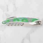 ライムトリップ（幻覚体験）のようなグリーンとピンクの抽象芸術レトロスワール ソムリエナイフ (裏面)