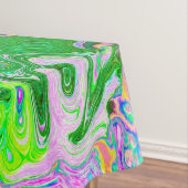 ライムトリップ（幻覚体験）のようなグリーンとピンクの抽象芸術レトロスワール テーブルクロス (インサイチュ)