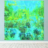 ライムトリップ（幻覚体験）のようなグリーンとブルーガーデンランドスケープ キャンバスプリント (インサイチュ (ウッドフロア))