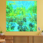 ライムトリップ（幻覚体験）のようなグリーンとブルーガーデンランドスケープ キャンバスプリント (インサイチュ (リビング))