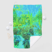 ライムトリップ(幻覚体験)のようなグリーンとブルーガーデンランドスケープ ゴルフタオル (インサイチュ)