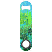 ライムトリップ（幻覚体験）のようなグリーンとブルーガーデンランドスケープ スピード栓抜き (裏面)