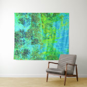 ライムトリップ(幻覚体験)のようなグリーンとブルーガーデンランドスケープ タペストリー (インサイチュ(横))