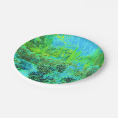 ライムトリップ（幻覚体験）のようなグリーンとブルーガーデンランドスケープ ペーパープレート (アングル)