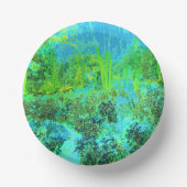 ライムトリップ(幻覚体験)のようなグリーンとブルーガーデンランドスケープ ペーパーボウル (正面)