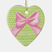 ライムドットとピンクボウ セラミックオーナメント (右)