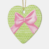 ライムドットとピンクボウ セラミックオーナメント (左)