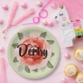 ライムドットの赤いバラのダービー紙皿 ペーパープレート (パーティー)