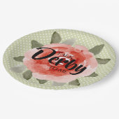 ライムドットの赤いバラのダービー紙皿 ペーパープレート (アングル)