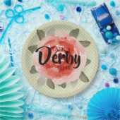 ライムドットの赤いバラ デルビー ペーパープレート (パーティー)