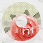 ライムドットの赤いバラ ワイングラスタグ (正面)