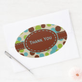 ライムバウンスドットありがとうステッカー 楕円形シール (封筒)