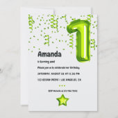 ライムバルーン1st誕生日招待状 招待状 (正面)