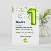 ライムバルーン1st誕生日招待状 招待状 (スタンド正面)