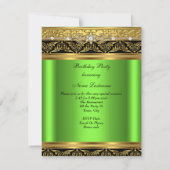 ライムバースデーパーティエレガント金ゴールドダイヤモンドブラック 招待状 (裏面)