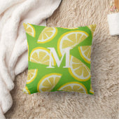 ライムパーソナライズされたグリーン背景のレモンスライス クッション (ブランケット)