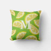 ライムパーソナライズされたグリーン背景のレモンスライス クッション (正面)