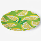 ライムパーソナライズされたグリーン背景のレモンスライス ペーパープレート (アングル)
