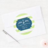 ライムブストライプルー航海のブライダルシャワーラベル ラウンドシール (封筒)