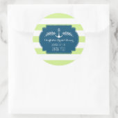 ライムブストライプルー航海のブライダルシャワーラベル ラウンドシール (バッグ)