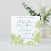 ライムブライトアクアヴィンテージフラワー結婚式招待状 招待状 (スタンド正面)