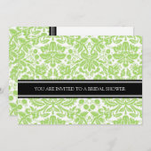 ライムブラックダマスクブライダルシャワー招待 招待状 (正面/裏面)