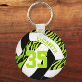 ライムブラックw zebra stripesアクセント女の子バレーボール キーホルダー (裏面)