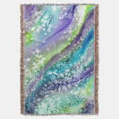 ライムブルーアイス抽象芸術水彩 スローブランケット (正面縦)