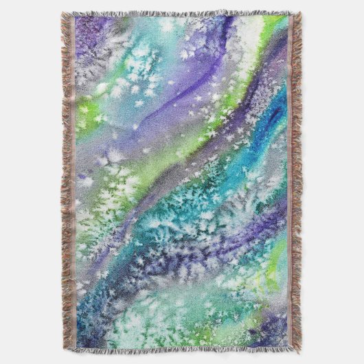 ライムブルーアイス抽象芸術水彩 スローブランケット (正面縦)