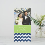 ライムブルーサンキュー結婚の写真カード サンキューカード (スタンド正面)